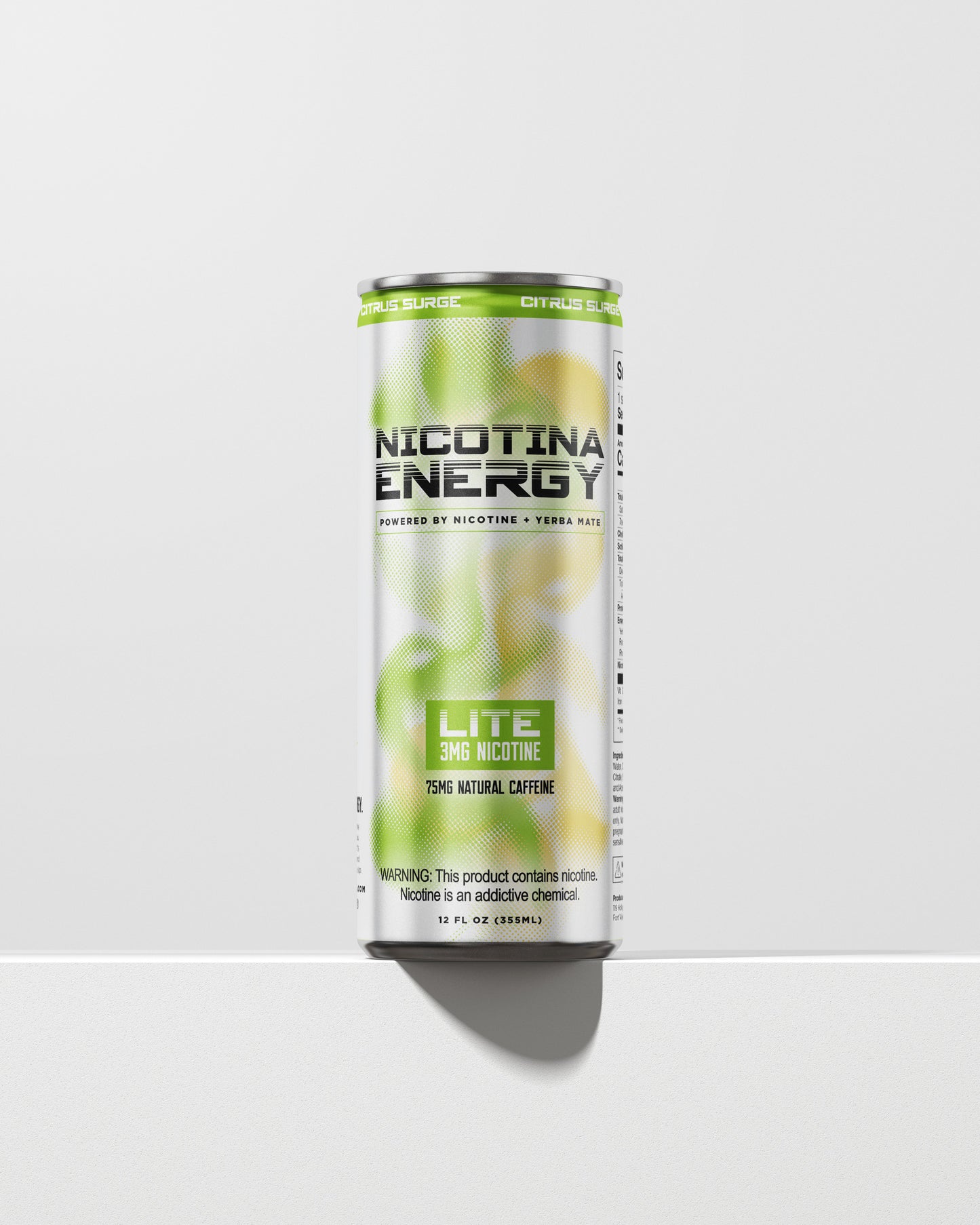 Front view of Nic and Jet Fuel Lite – citrus surge flavor, 3MG nicotine-infused energy drink
