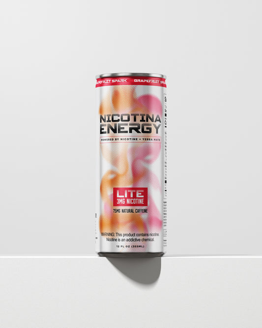 Front of Nic and Jet Fuel Lite can – grapefruit spark flavor, 3MG nicotine energy drink can
